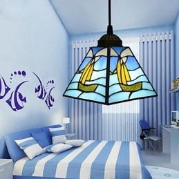 Buntglas Zeitgenössische und vertraglich mediterrane Single Head Sailing Line Droplight Lampe Pendelleuchte
