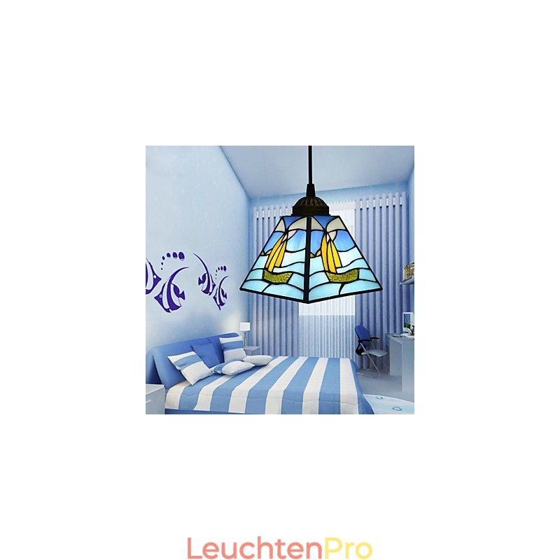 Buntglas Zeitgenössische und vertraglich mediterrane Single Head Sailing Line Droplight Lampe Pendelleuchte
