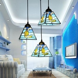 Buntglas Zeitgenössische und vertraglich mediterrane Single Head Sailing Line Droplight Lampe Pendelleuchte