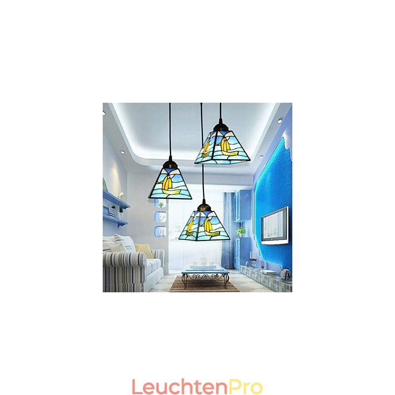 Buntglas Zeitgenössische und vertraglich mediterrane Single Head Sailing Line Droplight Lampe Pendelleuchte