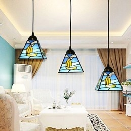 Buntglas Zeitgenössische und vertraglich mediterrane Single Head Sailing Line Droplight Lampe Pendelleuchte