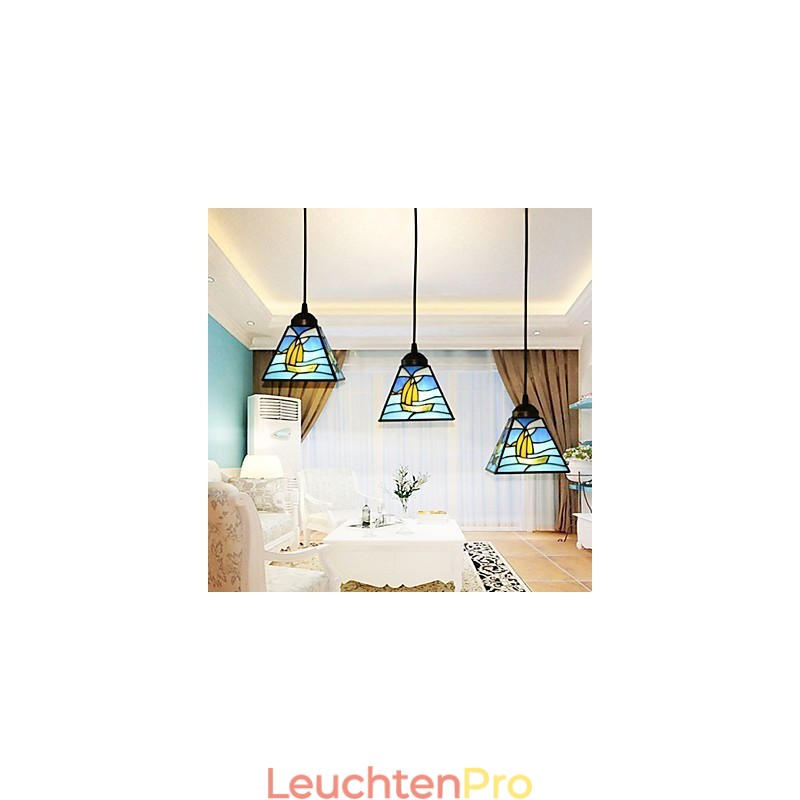 Buntglas Zeitgenössische und vertraglich mediterrane Single Head Sailing Line Droplight Lampe Pendelleuchte