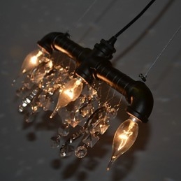 Kreative Pendelleuchte mit 3 Lichtern im nordamerikanischen Stil im Rohrdesign