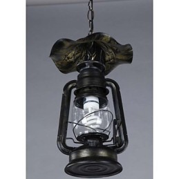 Vintage Hängelampe mit Laterne aus Messing mit 1 Licht