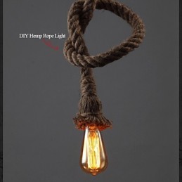 1 Licht DIY Kunst Hanfseil Licht Kreativ Hanfseil Kronleuchter Lang 100cm Senden 1 Glühbirne