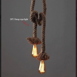 1 Licht DIY Kunst Hanfseil Licht Kreativ Hanfseil Kronleuchter Lang 100cm Senden 1 Glühbirne
