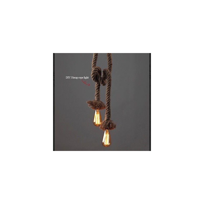 1 Licht DIY Kunst Hanfseil Licht Kreativ Hanfseil Kronleuchter Lang 100cm Senden 1 Glühbirne