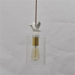 Kreativer Vogel-Glas-Kronleuchter, Pendelleuchte mit Glasschirm