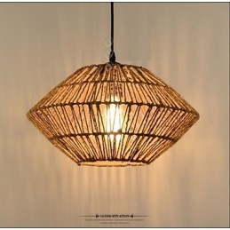 Vintage Pendelleuchte aus Seil mit einer Leuchte