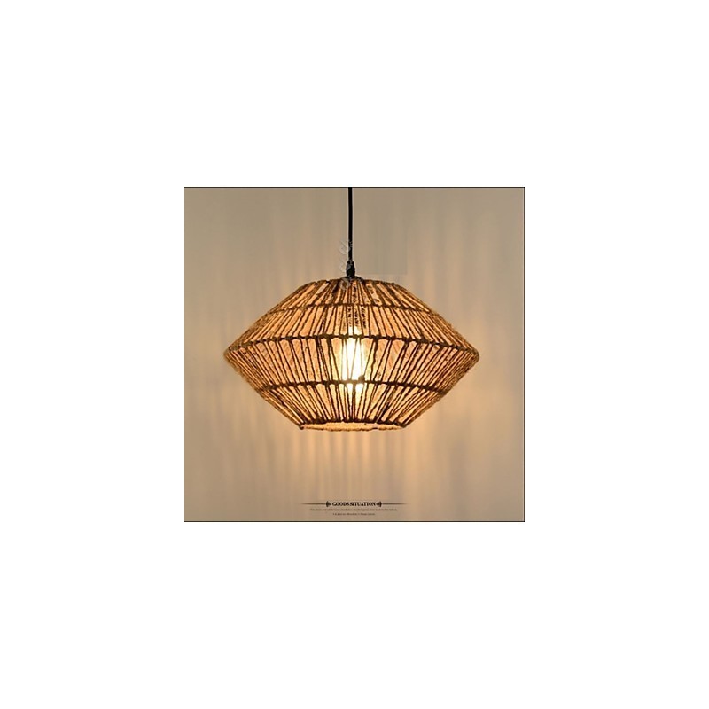 Vintage Pendelleuchte aus Seil mit einer Leuchte