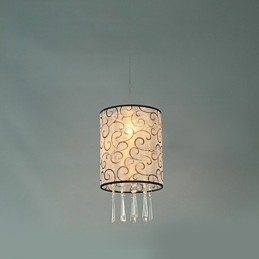 Moderne, zeitgenössische Pendelleuchte im Trommelkristall-Mini-Stil mit galvanisierter Beschichtung