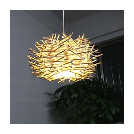 Zeitgenössische und kontraktierte Hängelampe 1 Licht Holz handgeflochten Zeitgenössische und kontraktierte Hängelampe 1 Licht Holz handgeflochten