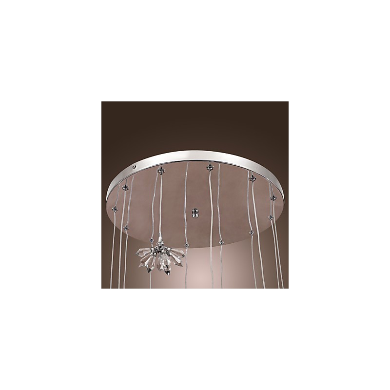 Moderne Pendelleuchte im Mini-Stil aus verchromtem Metall mit Kristallen