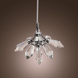 Moderne Pendelleuchte im Mini-Stil aus verchromtem Metall mit Kristallen