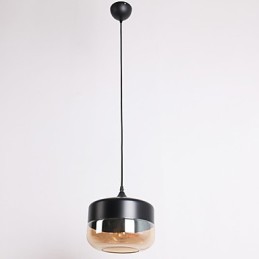 Retro-Pendelleuchte mit 1 Licht und Glasmalerei
