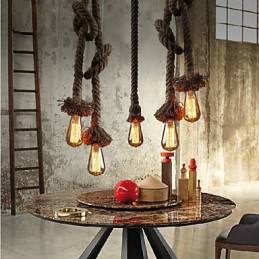 1 Licht DIY Kunst Hanfseil Licht Kreativ Hanfseil Kronleuchter Lang 100cm Senden 1 Glühbirne