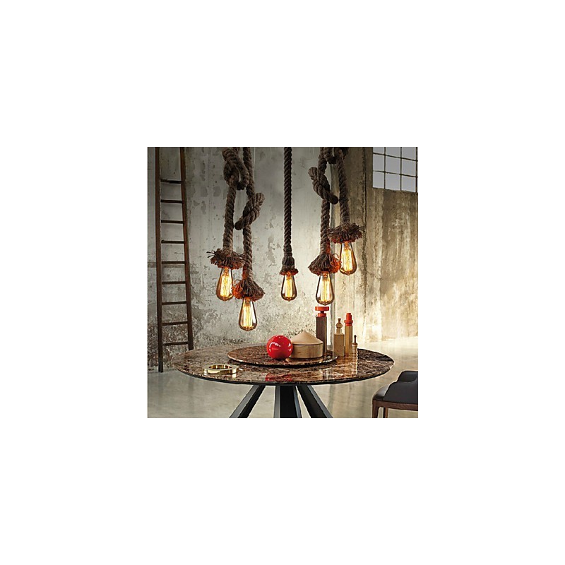 1 Licht DIY Kunst Hanfseil Licht Kreativ Hanfseil Kronleuchter Lang 100cm Senden 1 Glühbirne