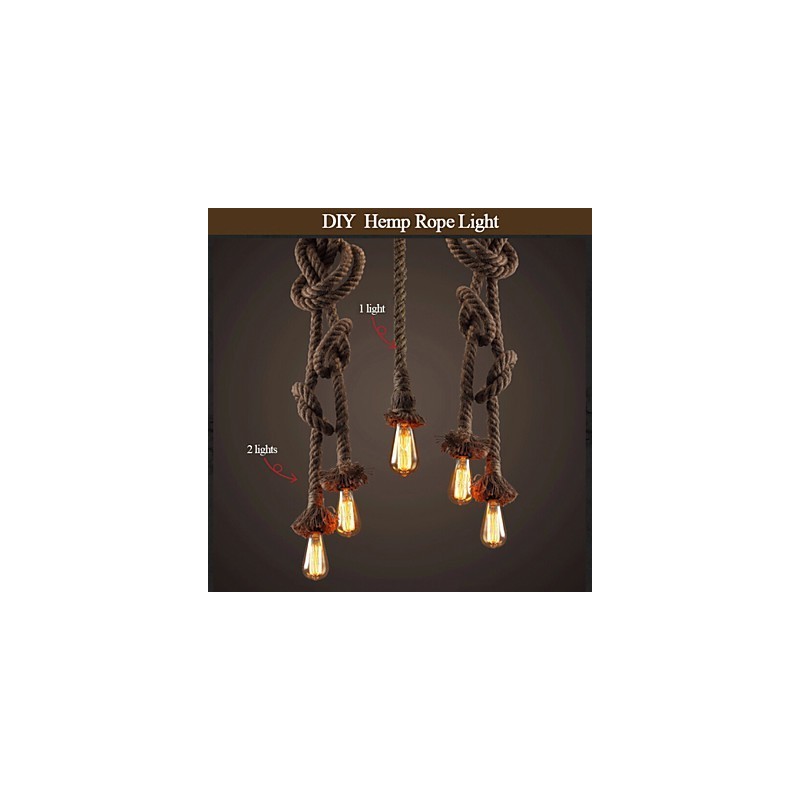 1 Licht DIY Kunst Hanfseil Licht Kreativ Hanfseil Kronleuchter Lang 100cm Senden 1 Glühbirne