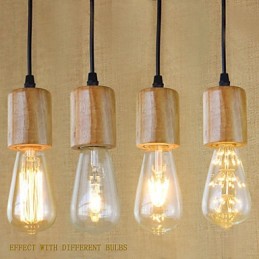 Pendelleuchten Traditionell Klassisch Vintage Retro Landhaus Garage Holz Bambus