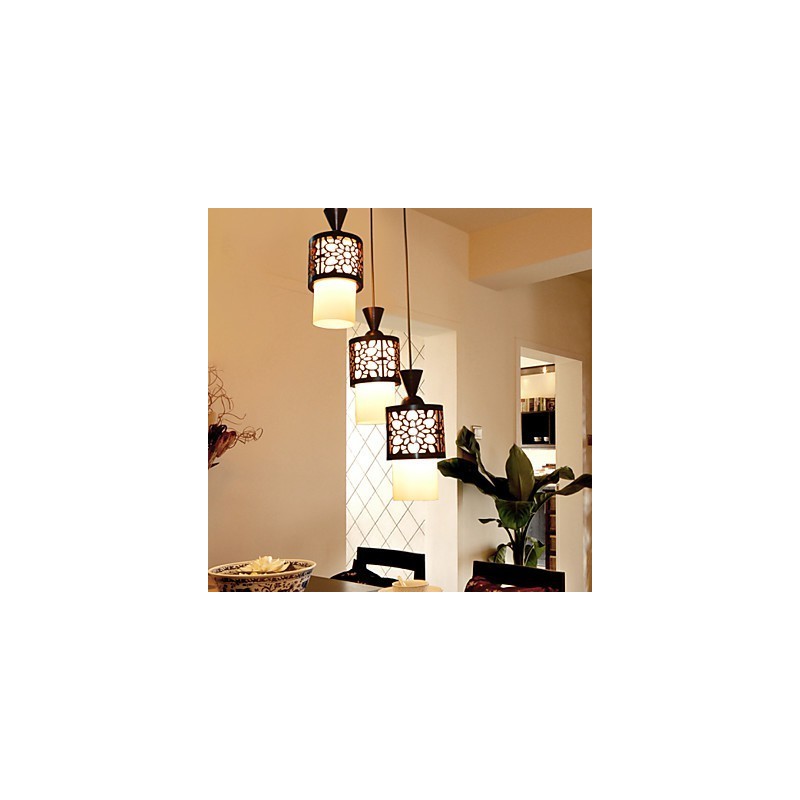 Moderne chinesische Art klassische Massivholz Trommel kreative Single Head Droplight Lampe Licht