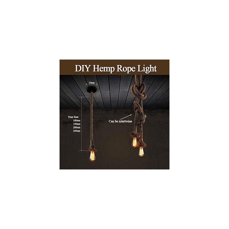 1 Licht DIY Kunst Hanfseil Licht Kreativ Hanfseil Kronleuchter Lang 100cm Senden 1 Glühbirne