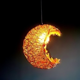 Moderne ländliche Cany Art gewebte Rattan-Einzelkopf-Droplight-Lampe