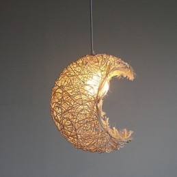 Moderne ländliche Cany Art gewebte Rattan-Einzelkopf-Droplight-Lampe