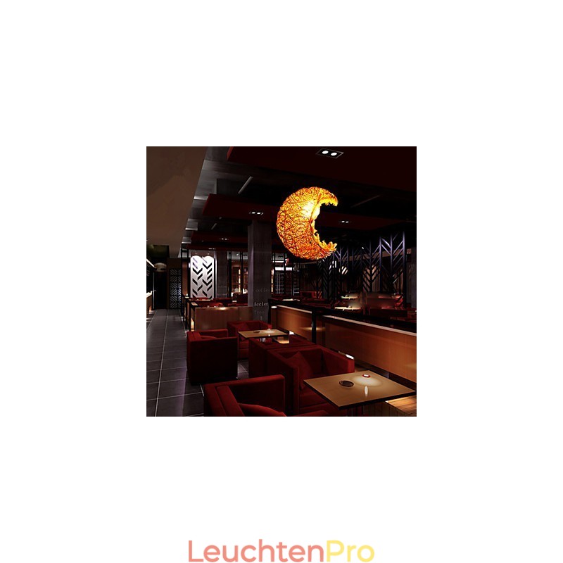 Moderne ländliche Cany Art gewebte Rattan-Einzelkopf-Droplight-Lampe
