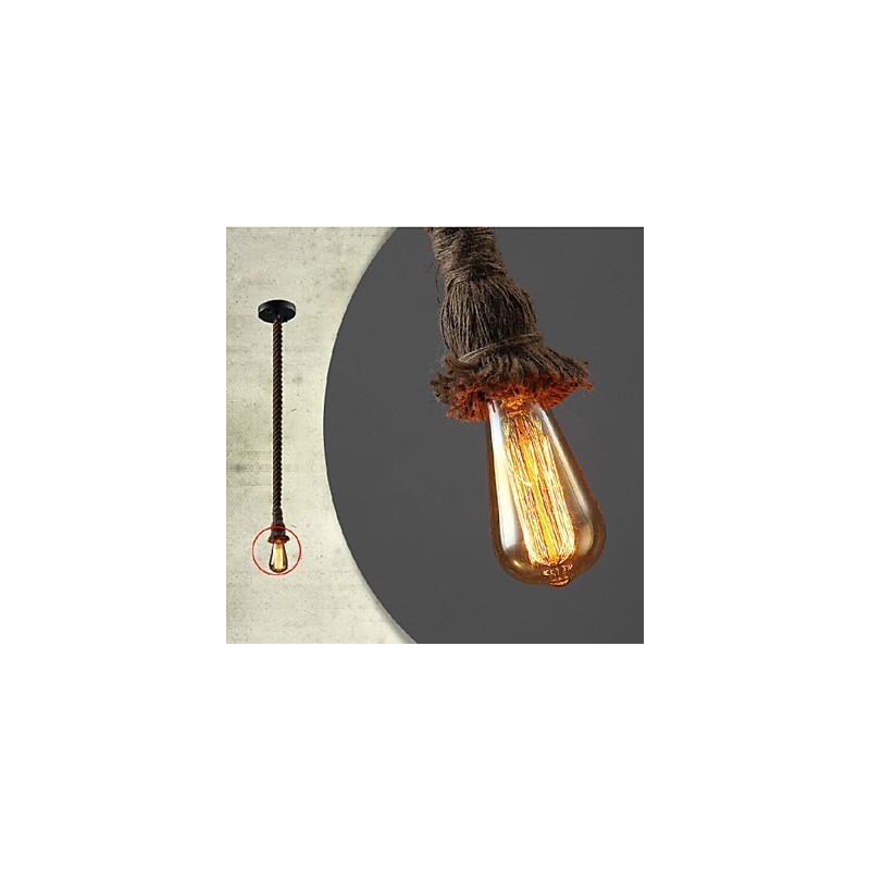 1 Licht DIY Kunst Hanfseil Licht Kreativ Hanfseil Kronleuchter Lang 100cm Senden 1 Glühbirne