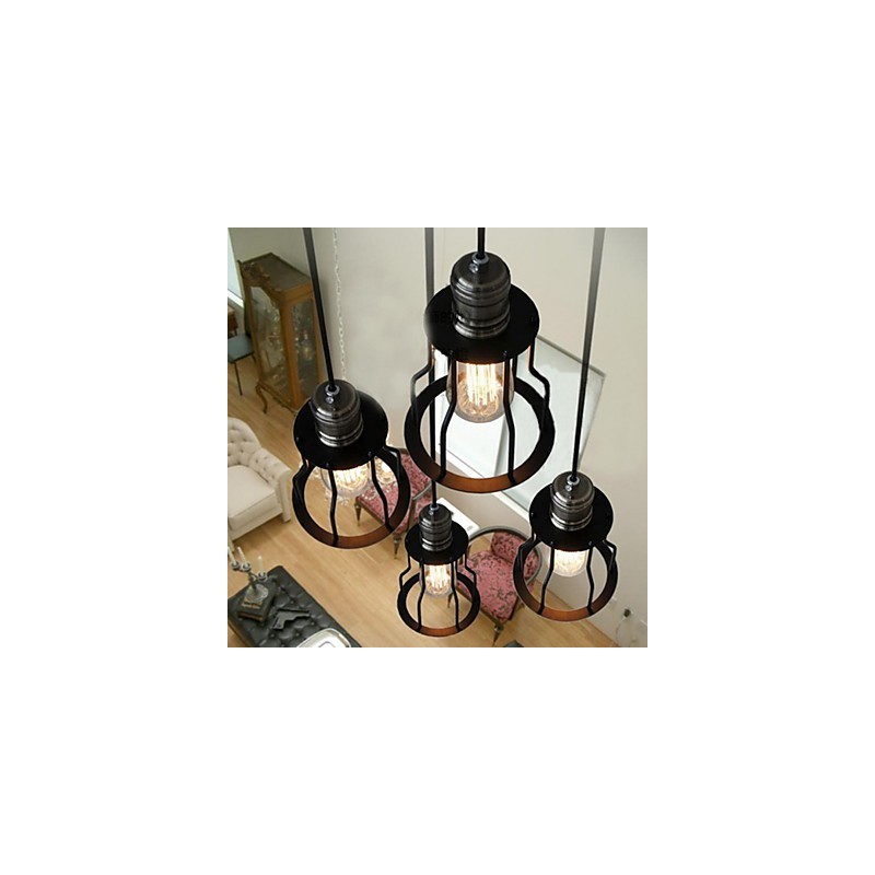 Traditionelle klassische Pendelleuchte im Mini-Stil mit Gemälde
