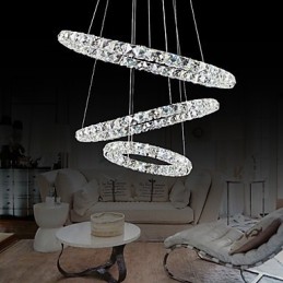 44W Moderne zeitgenössische Kristall Chrom Metall Pendelleuchte