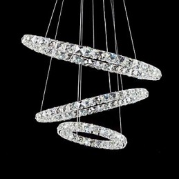 44W Moderne zeitgenössische Kristall Chrom Metall Pendelleuchte