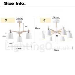 Moderne zeitgenössische Holz 6 Licht Kronleuchter Lampe