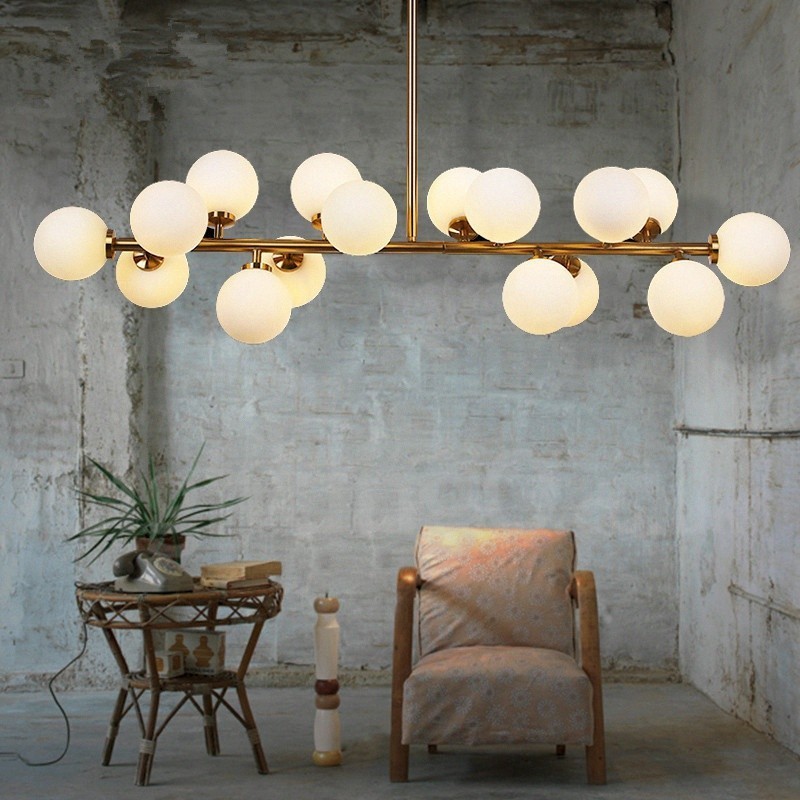 Moderner zeitgenössischer Kronleuchter mit 16 Lichtern, Glasschirm und Lampe