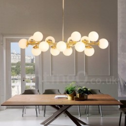 Moderner zeitgenössischer Kronleuchter mit 16 Lichtern, Glasschirm und Lampe