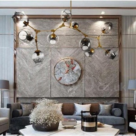 10-flammiger goldener Kronleuchter mit Glasschirm, modernes Licht im zeitgenössischen Stil 10-flammiger goldener Kronleuchter mit Glasschirm, modernes Licht im zeitgenössischen Stil