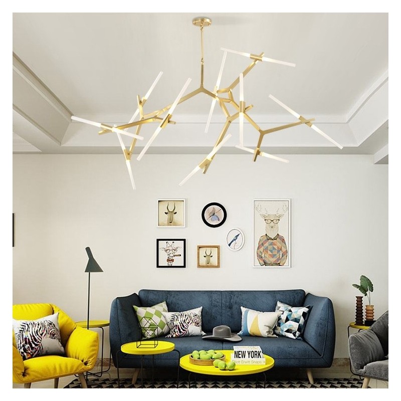 Moderne zeitgenössische 20-Licht-Kronleuchter-Licht (Schwarz Golden)