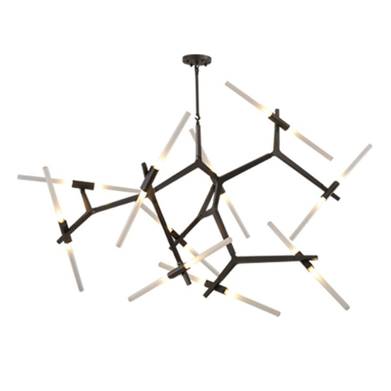 Moderne zeitgenössische 20-Licht-Kronleuchter-Licht (Schwarz Golden)