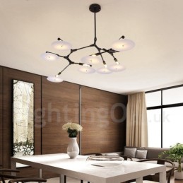 Moderne, zeitgenössische Kronleuchterlampe mit 8 Lichtern in Schwarz