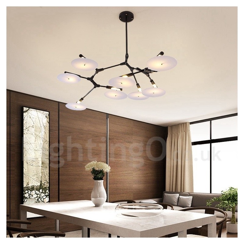 Moderne, zeitgenössische Kronleuchterlampe mit 8 Lichtern in Schwarz