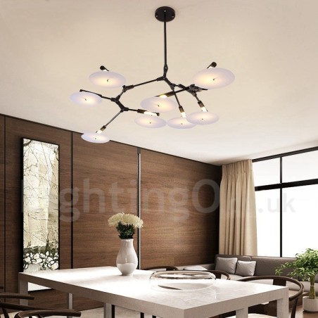 Moderne, zeitgenössische Kronleuchterlampe mit 8 Lichtern in Schwarz Moderne, zeitgenössische Kronleuchterlampe mit 8 Lichtern in Schwarz