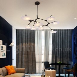Moderne, zeitgenössische Kronleuchterlampe mit 8 Lichtern in Schwarz