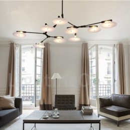 Moderne, zeitgenössische Kronleuchterlampe mit 9 Lichtern in Schwarz