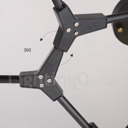 Moderne, zeitgenössische Kronleuchterlampe mit 9 Lichtern in Schwarz