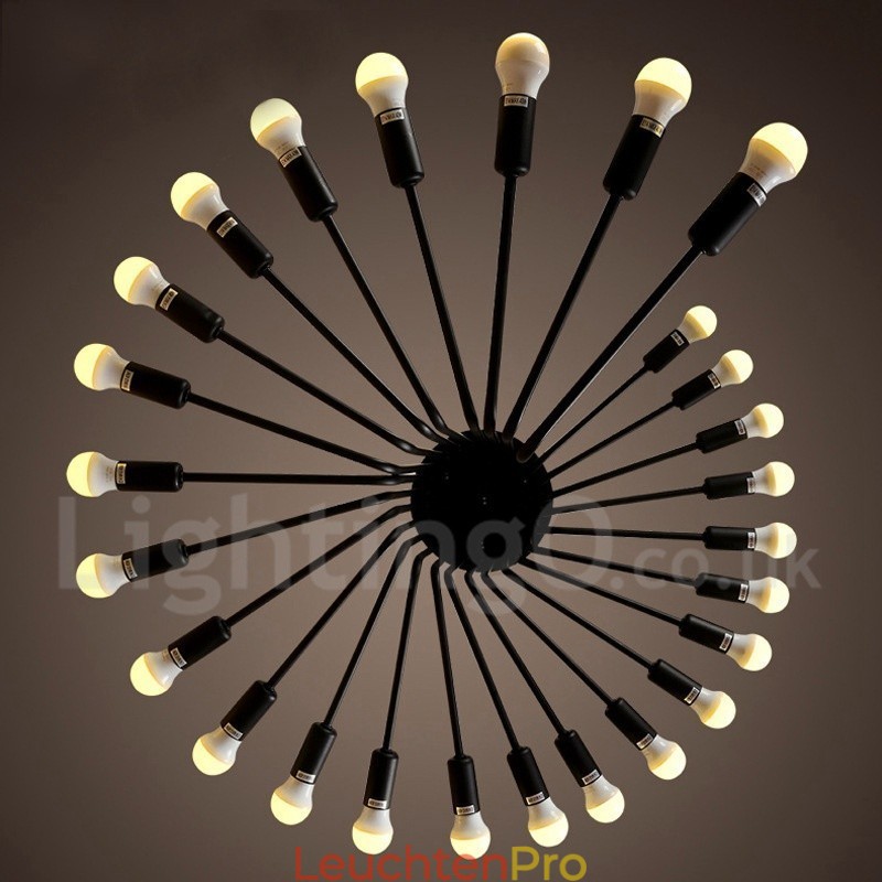 Schwarz 26 Licht Retro Vintage Modern Zeitgenössische Kronleuchter Lampe Licht