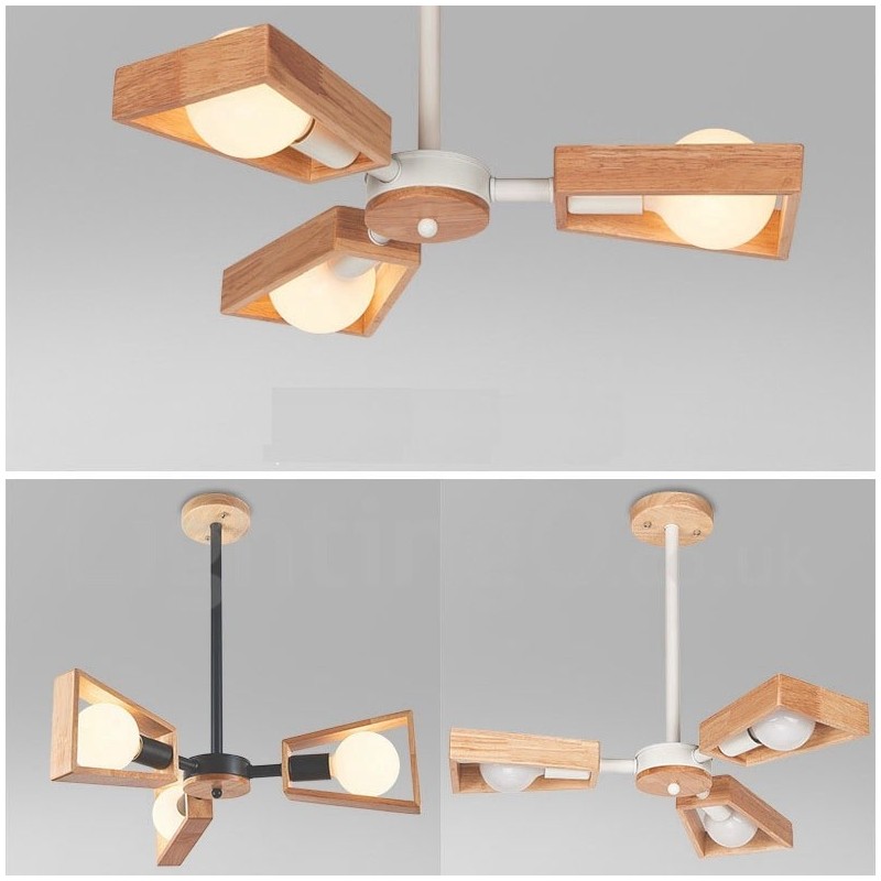 Holz Single Tier 3 Licht Kronleuchter Lampe Modernen Zeitgenössischen Stil