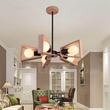 Holz Single Tier 5 Licht Kronleuchter Lampe Modernen Zeitgenössischen Stil Holz Single Tier 5 Licht Kronleuchter Lampe Modernen Zeitgenössischen Stil