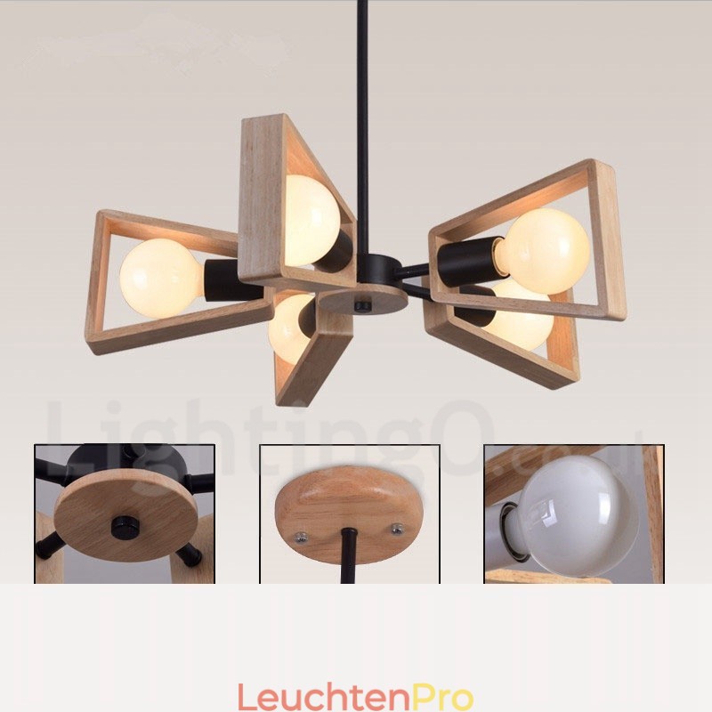 Holz Single Tier 5 Licht Kronleuchter Lampe Modernen Zeitgenössischen Stil