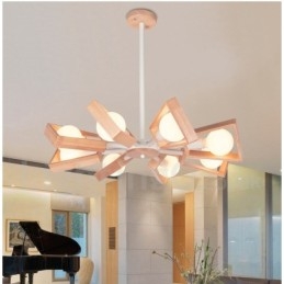 Holz Single Tier 8 Licht Kronleuchter Lampe Modernen Zeitgenössischen Stil