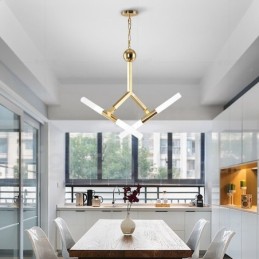Moderne zeitgenössische 2-stufige 4-Licht-Kronleuchterlampe in goldener Farbe